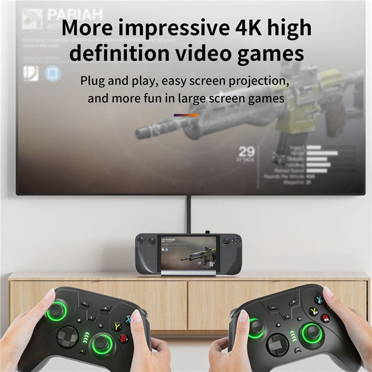 BS107 Type-C to PD+HD+USB3.0*2+USB2.0+USB-C+RJ45 Hub Adapter 7-in-1 Gaming Docking Station for Steam Deck