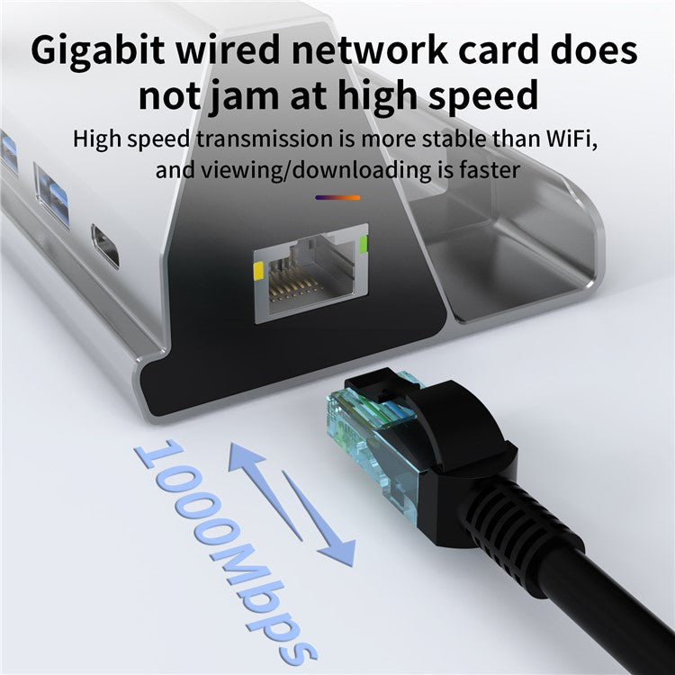 BS107 Type-C to PD+HD+USB3.0*2+USB2.0+USB-C+RJ45 Hub Adapter 7-in-1 Gaming Docking Station for Steam Deck