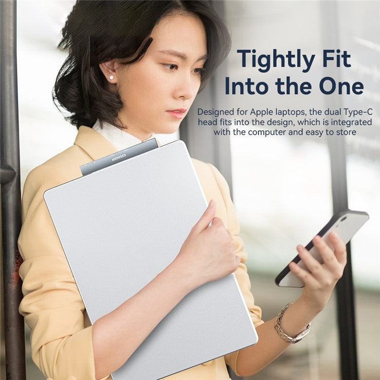 ESSAGER For MacBook Laptop 5-Port Type-C Hub Dock Adapter to PD 100W Fast Charging+2xUSB 2.0+2 Card Reader Slots - Silver