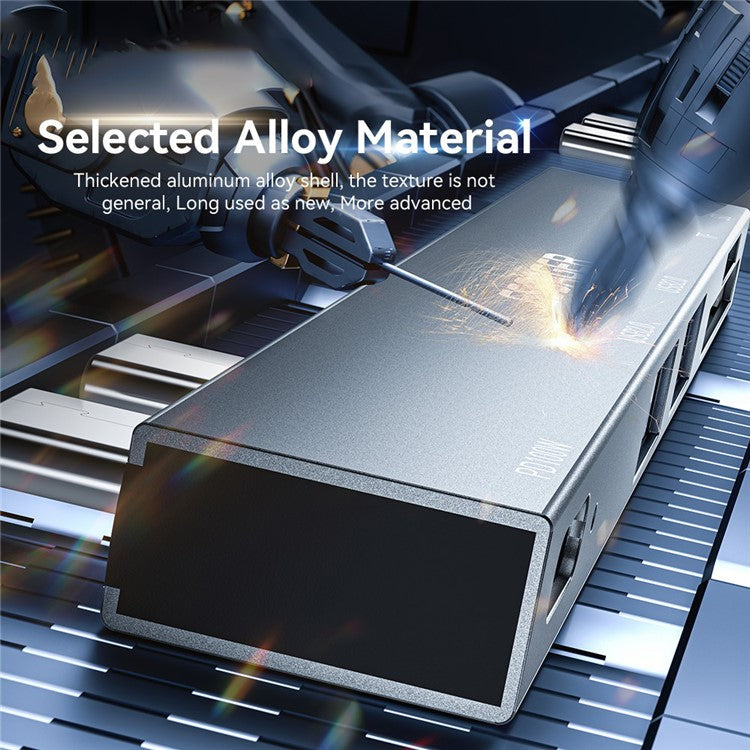 ESSAGER For MacBook Laptop 5-Port Type-C Hub Dock Adapter to PD 100W Fast Charging+2xUSB 2.0+2 Card Reader Slots - Silver