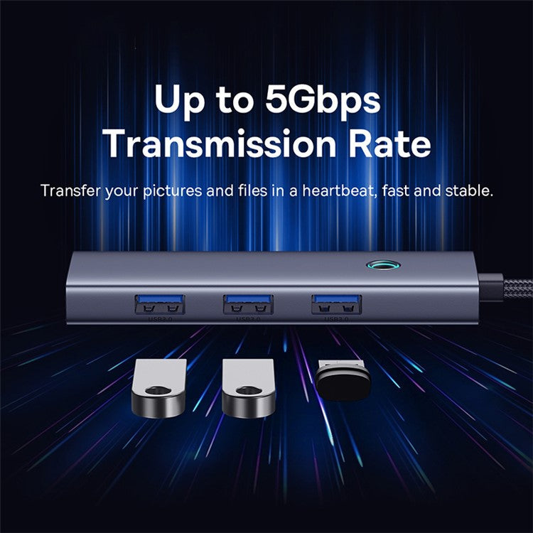 BASEUS UltraJoy Series Portable Docking Station 6 Port Hub (Type-C to HD 4K@60Hz*1+USB 3.0*4+PD*1) - Space Grey