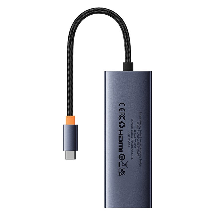 BASEUS UltraJoy Series 5 Port Docking Station Type-C Hub (Type-C to HD 4K@30Hz*1+USB 3.0*3+PD*1) - Space Grey