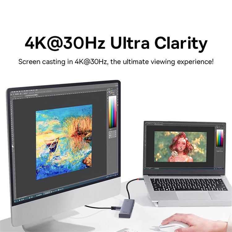 BASEUS UltraJoy Series 5 Port Docking Station Type-C Hub (Type-C to HD 4K@30Hz*1+USB 3.0*3+PD*1) - Space Grey
