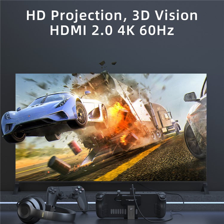 V266 Docking Station Stand for Steam Deck , 5-in-1 Dock Type-C Male to PD+USB3.0+USB2.0*2+HD2.0