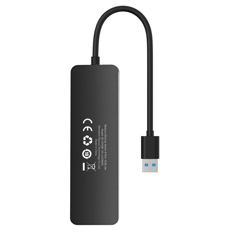 BASEUS UltraJoy Series Portable USB-A to USB3.0 4-Port Expansion HUB Lite 15cm - Black