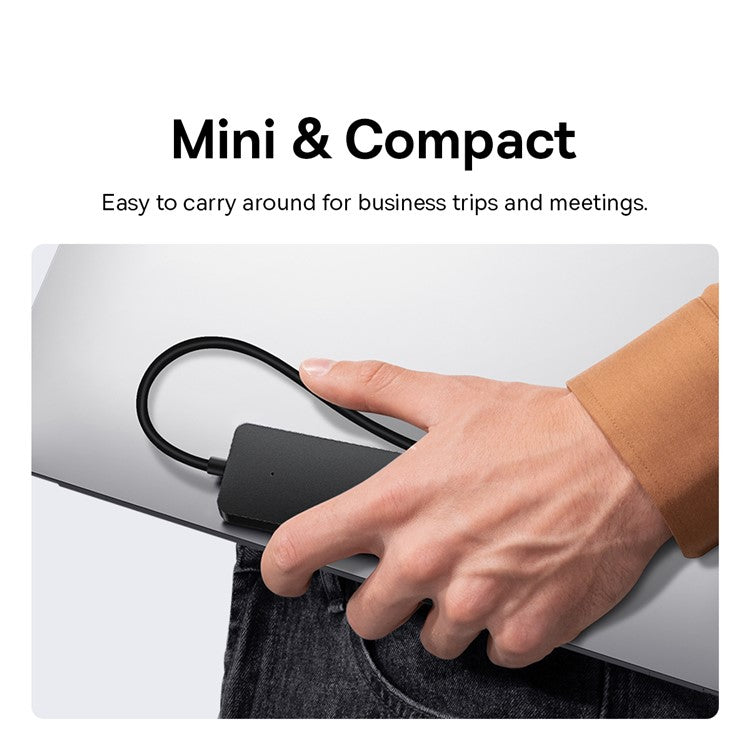 BASEUS UltraJoy Series Portable USB-A to USB3.0 4-Port Expansion HUB Lite 15cm - Black