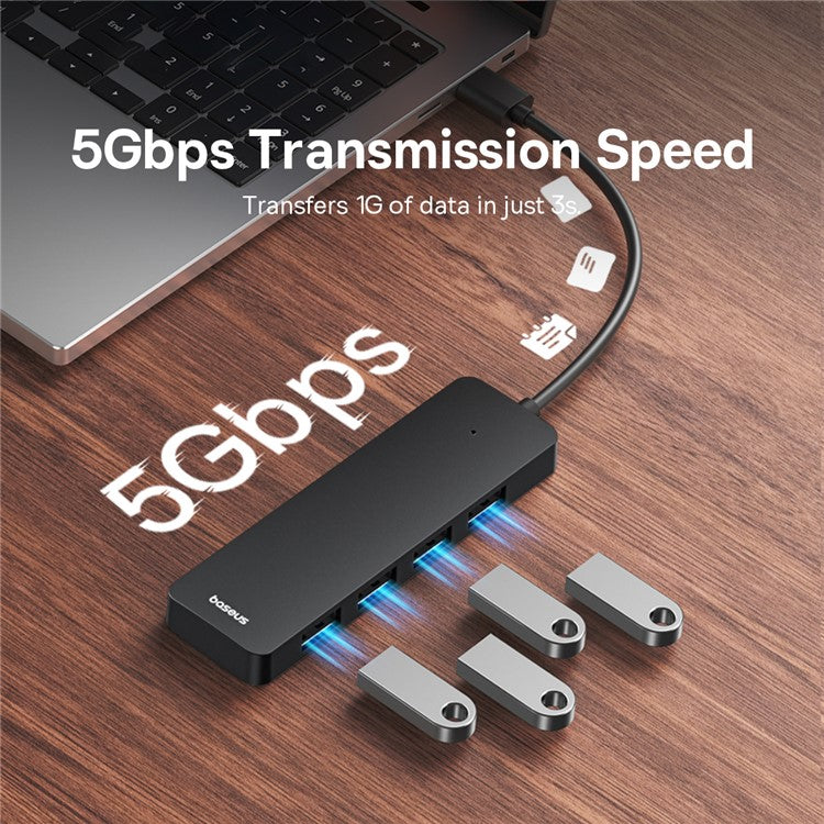 BASEUS UltraJoy Series Portable USB-A to USB3.0 4-Port Expansion HUB Lite 15cm - Black