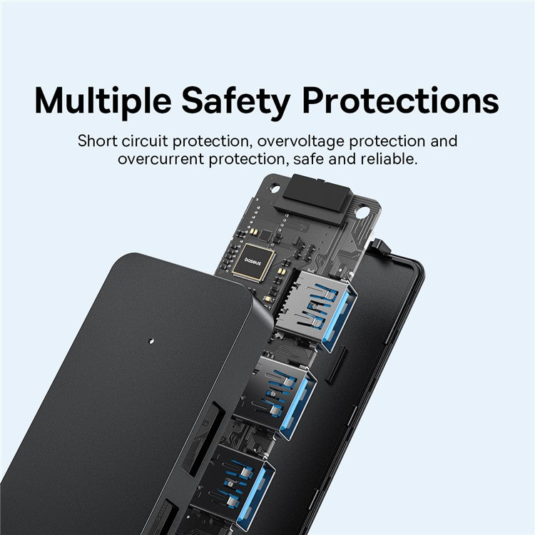 BASEUS UltraJoy Series 4-Port HUB Lite Adapter USB-A to 4 USB3.0 Extender with 50cm Extended Cable - Black