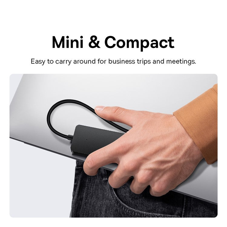 BASEUS UltraJoy Series 4-Port HUB Lite Adapter USB-A to 4 USB3.0 Docking Station with 100cm Extended Cable - Black