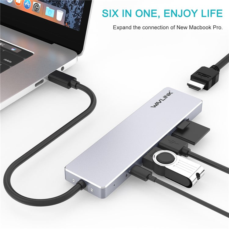 WAVLINK UHP3407 USB-C to HD Converter 4K Splitter Mini Docking Station Portable Type-C Hub Adapter