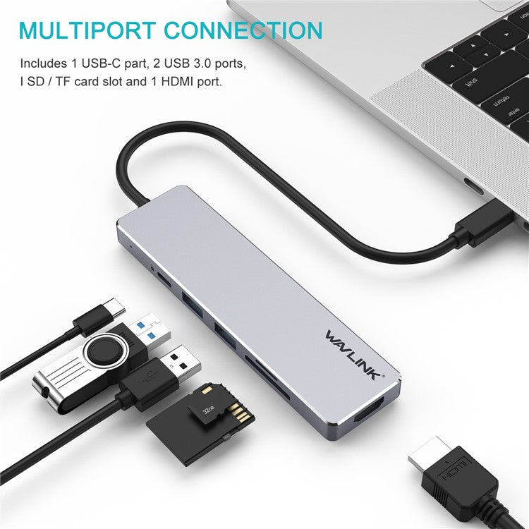 WAVLINK UHP3407 USB-C to HD Converter 4K Splitter Mini Docking Station Portable Type-C Hub Adapter