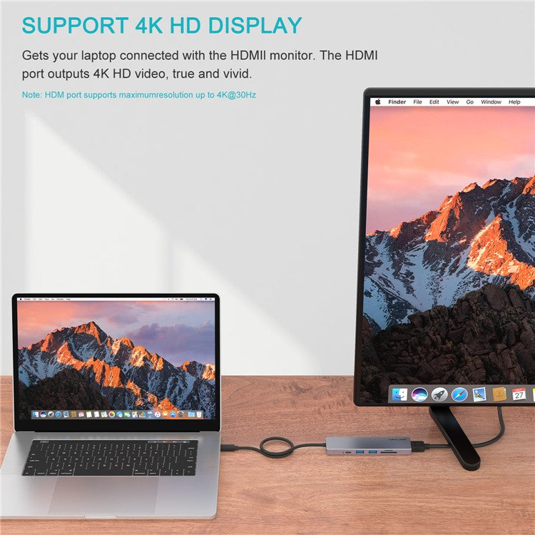 WAVLINK UHP3407 USB-C to HD Converter 4K Splitter Mini Docking Station Portable Type-C Hub Adapter