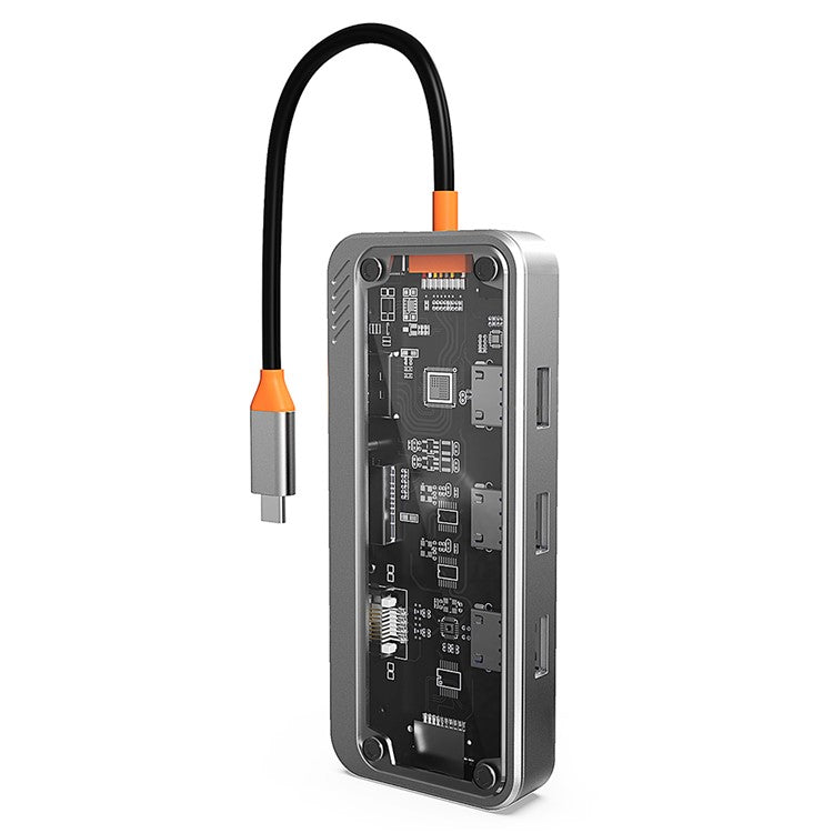 SW10V-Pro 10-in-1 Docking Station Dongle Type-C to PD+HD+USB3.0x3+SD+TFRJ45+VGA+3.5mm Audio Hub