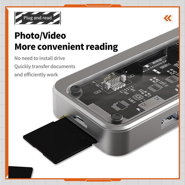 SW10V-Pro 10-in-1 Docking Station Dongle Type-C to PD+HD+USB3.0x3+SD+TFRJ45+VGA+3.5mm Audio Hub