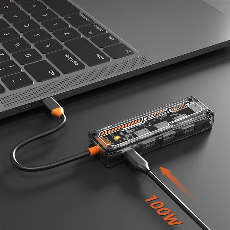 SW5H 5 Ports Type-C Hub Adapter Type-C to Type-C PD Fast Charge+USB 3.0+USB 2.0x2+HD Dock Station Clear Converter