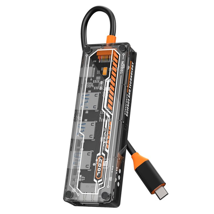 SW5H 5 Ports Type-C Hub Adapter Type-C to Type-C PD Fast Charge+USB 3.0+USB 2.0x2+HD Dock Station Clear Converter