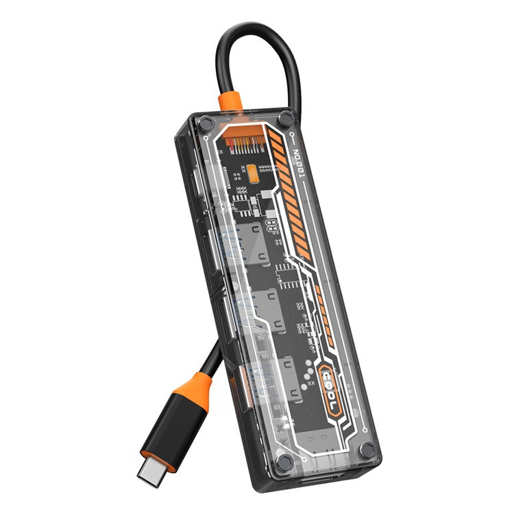 SW5H 5 Ports Type-C Hub Adapter Type-C to Type-C PD Fast Charge+USB 3.0+USB 2.0x2+HD Dock Station Clear Converter