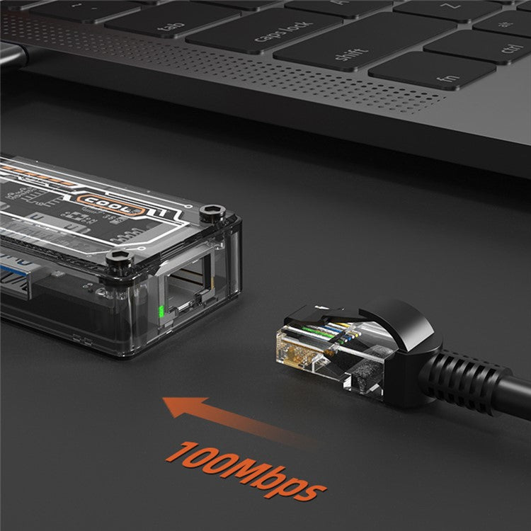 SW5R 5-in-1 Type-C Hub Dock Station Type-C to Type-C PD Fast Charge+HD+USB3.0+USB2.0+RJ45 Multiple Ports Adapter