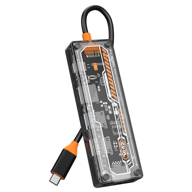 SW5R 5-in-1 Type-C Hub Dock Station Type-C to Type-C PD Fast Charge+HD+USB3.0+USB2.0+RJ45 Multiple Ports Adapter