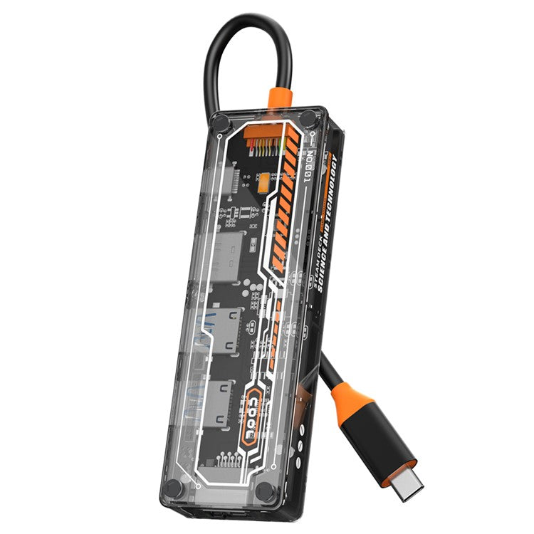 SW5R 5-in-1 Type-C Hub Dock Station Type-C to Type-C PD Fast Charge+HD+USB3.0+USB2.0+RJ45 Multiple Ports Adapter