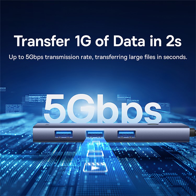 BASEUS UltraJoy Series 7-in-1 Hub Multiple Ports Dock Station Type-C to HD 4K@60Hz+USB 3.0x3+PD+SD / TF
