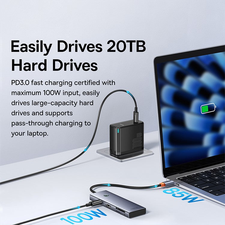 BASEUS UltraJoy Series 7-in-1 Hub Multiple Ports Dock Station Type-C to HD 4K@60Hz+USB 3.0x3+PD+SD / TF