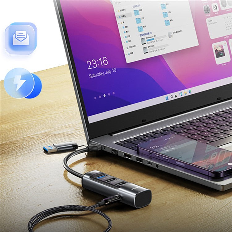 YESIDO HB19 USB + Type C Hub Adapter Converter to USB 3.0 + 2xUSB 2.0 + PD 2.0 USB-C