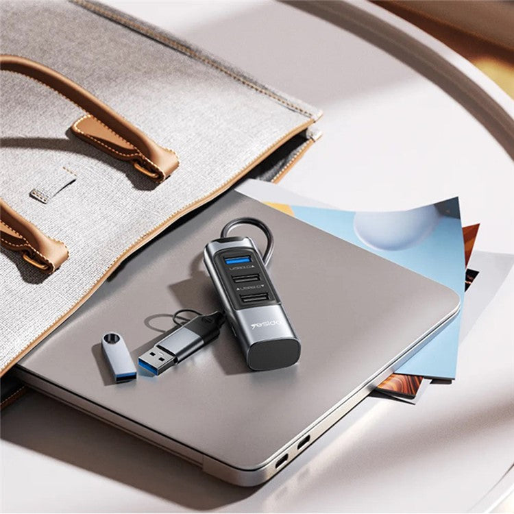 YESIDO HB19 USB + Type C Hub Adapter Converter to USB 3.0 + 2xUSB 2.0 + PD 2.0 USB-C