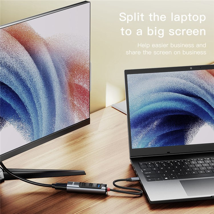 YESIDO HB22 5-in-1 Docking Station Multi Port Type-C Hub Adapter Support PD 100W, USB3.0, 2 USB2.0, HD