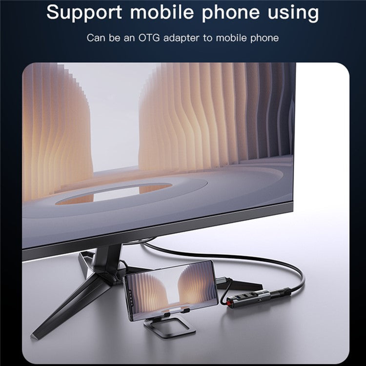 YESIDO HB22 5-in-1 Docking Station Multi Port Type-C Hub Adapter Support PD 100W, USB3.0, 2 USB2.0, HD