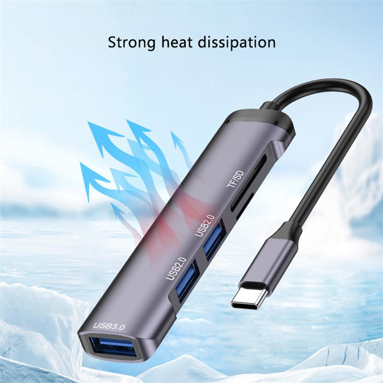 T505 Docking Station Type-C to USB2.0x2 + USB3.0 + TF / SD Slots USB Hub Laptop Phone Adapter