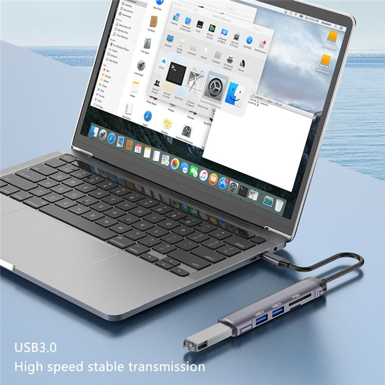 T505 Docking Station Type-C to USB2.0x2 + USB3.0 + TF / SD Slots USB Hub Laptop Phone Adapter