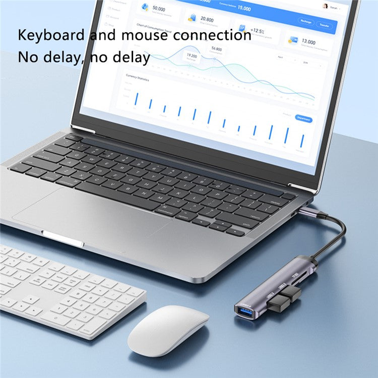 T505 Docking Station Type-C to USB2.0x2 + USB3.0 + TF / SD Slots USB Hub Laptop Phone Adapter