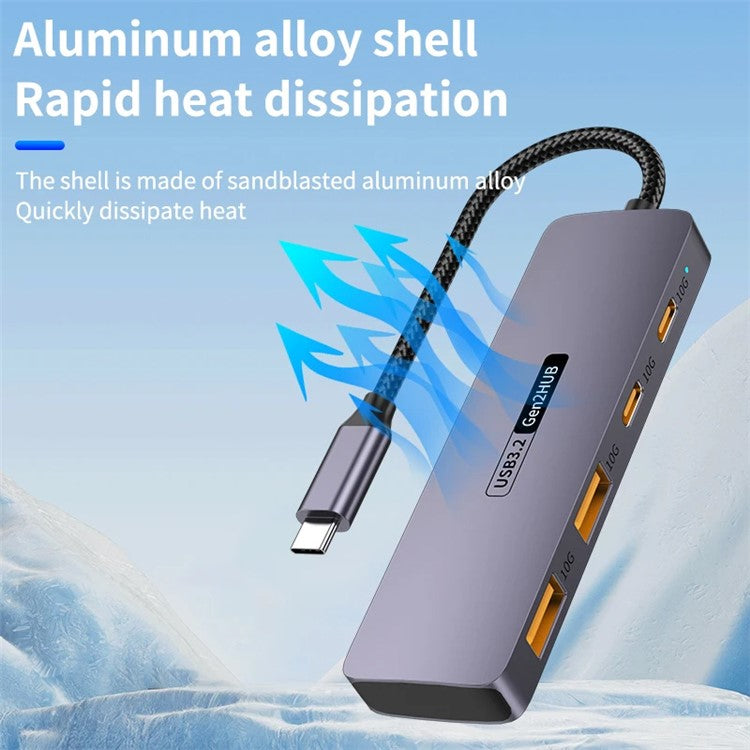 T-508 4-in-1 Type-C Docking Station for Notebook, Tablet, Smartphone Splitter Converter USB 3.2 Hub