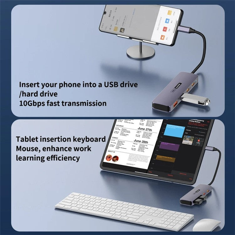 T-508 4-in-1 Type-C Docking Station for Notebook, Tablet, Smartphone Splitter Converter USB 3.2 Hub