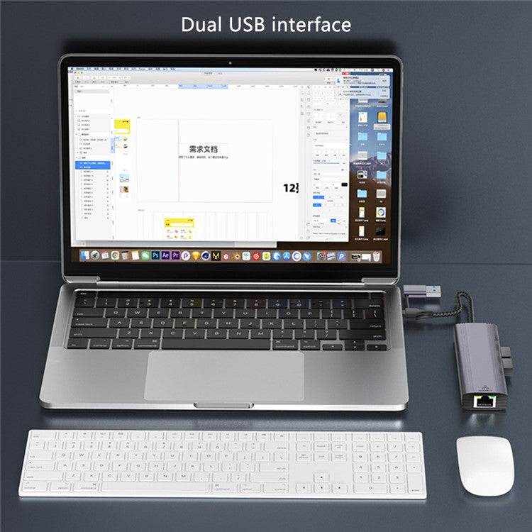 T513 Docking Station USB / Type-C to USB3.0x3+USB-C+Gigabit Laptop Adapter