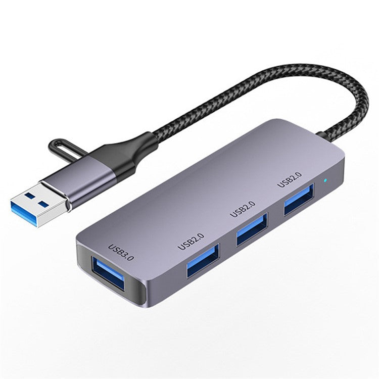 T202 For Lenovo Huawei Xiaomi Laptop Tablet USB+Type-C 3.0 Data Hub to USB 3.0+3xUSB 2.0 Ports