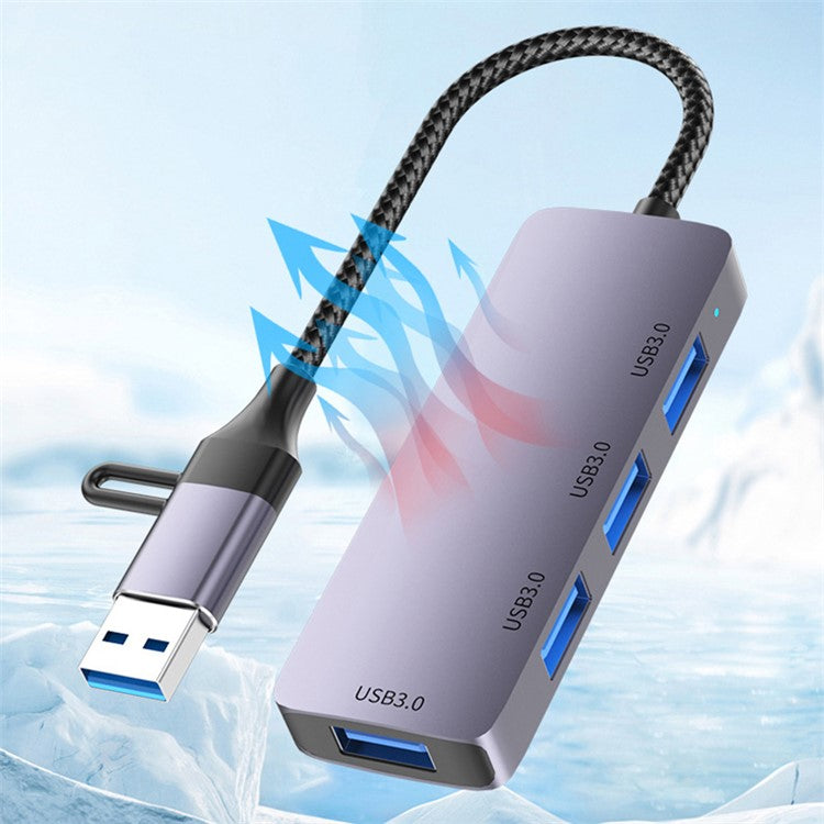 T203 USB+Type-C 3.0 Converter Hub 5Gbps USB 3.0 Data Transfer Adapter for Laptop Tablet