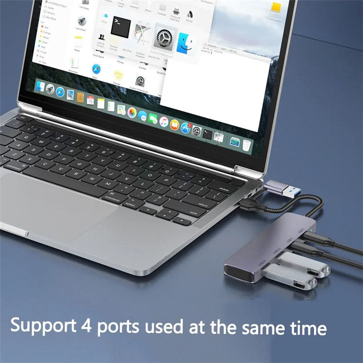 T-32C USB 3.0 + Type-C 4-port Hub Aluminum Alloy Docking Station with 2-in-1 Cable