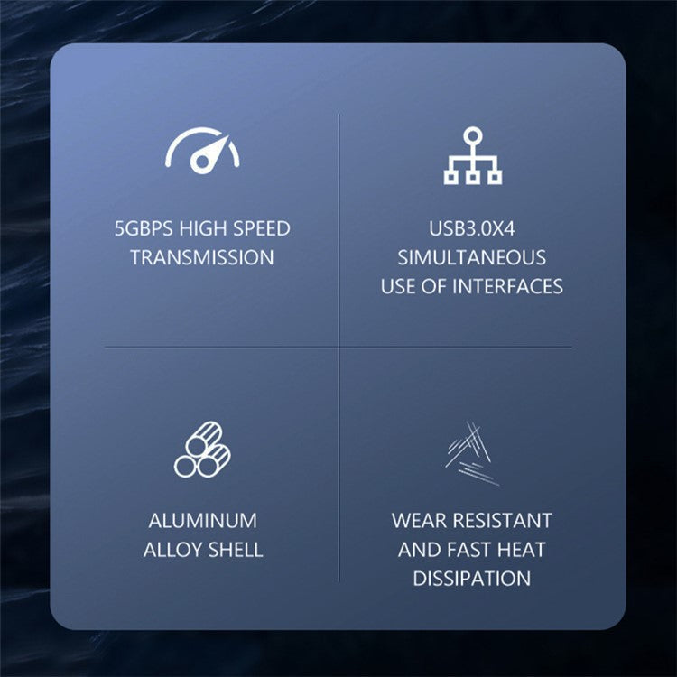 T235 Multi-Port Hub USB+Type-C 3.0 Adapter to 3xUSB 3.0+2xCard Reader Slots