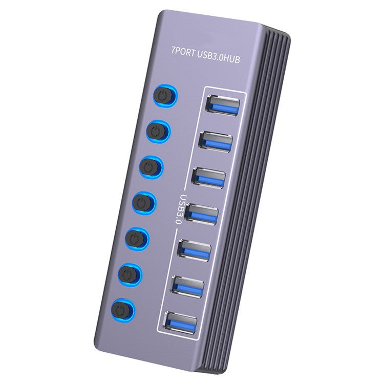 U307 High Speed USB 3.0 Hub 5Gbps Data Transfer Aluminum Alloy 7-Port Splitter