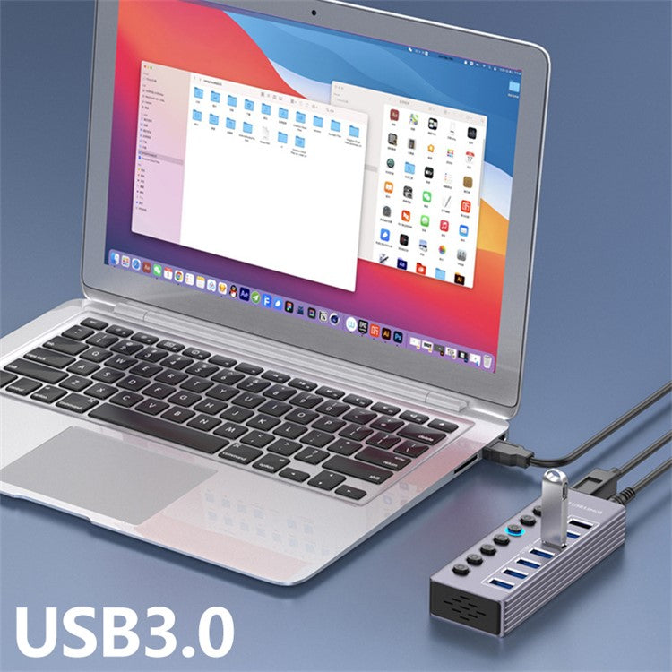 U307 High Speed USB 3.0 Hub 5Gbps Data Transfer Aluminum Alloy 7-Port Splitter