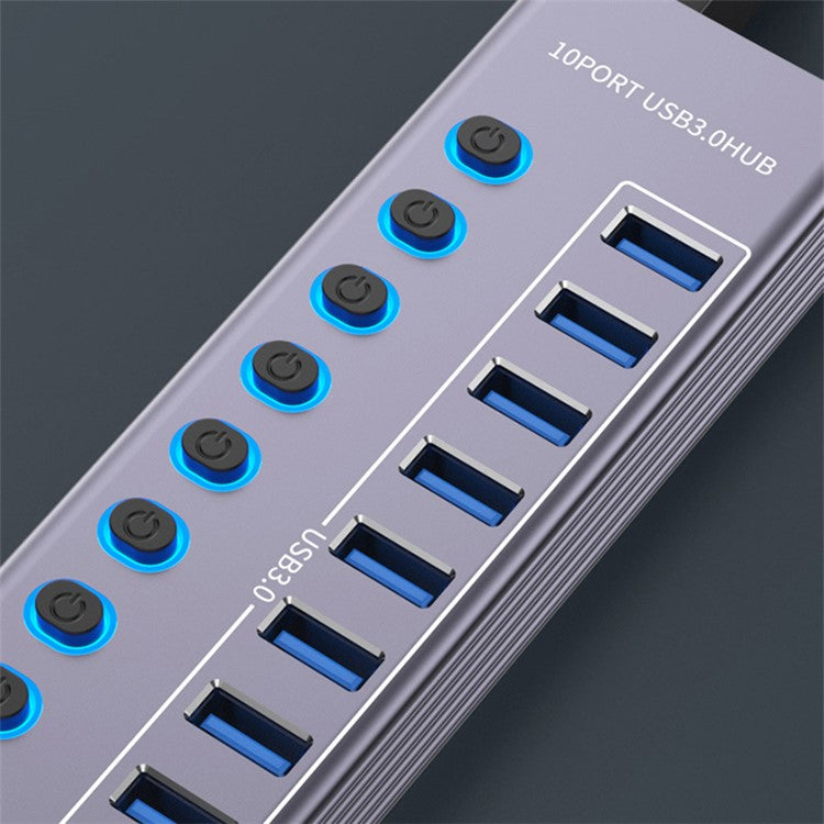 U310 10-In-1 USB 3.0 Extension Hub Expander USB Power Charging Station with Individual Switch+Light