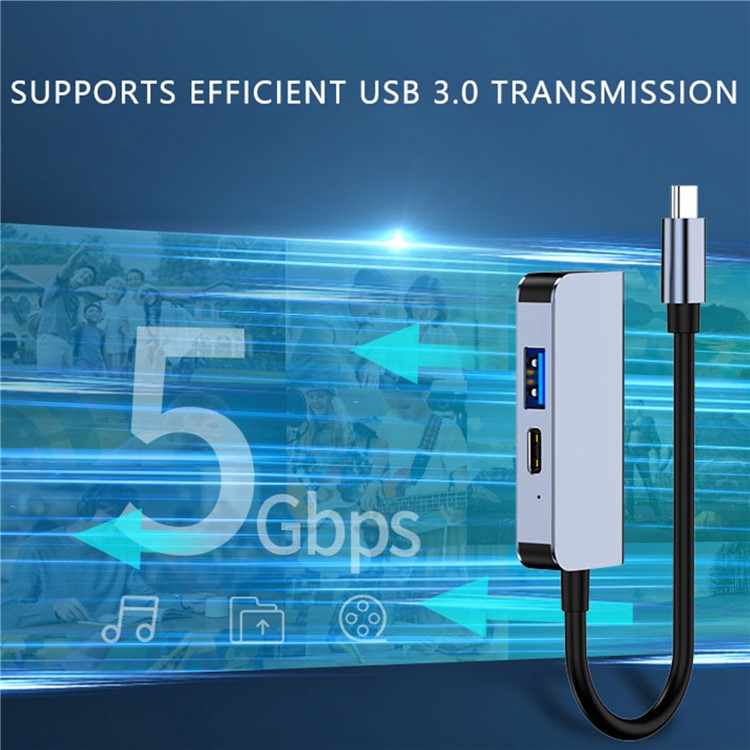 2122 Laptop Expansion Type-C to USB3.0+HD+PD Hub Splitter Multi-Functional Docking Station