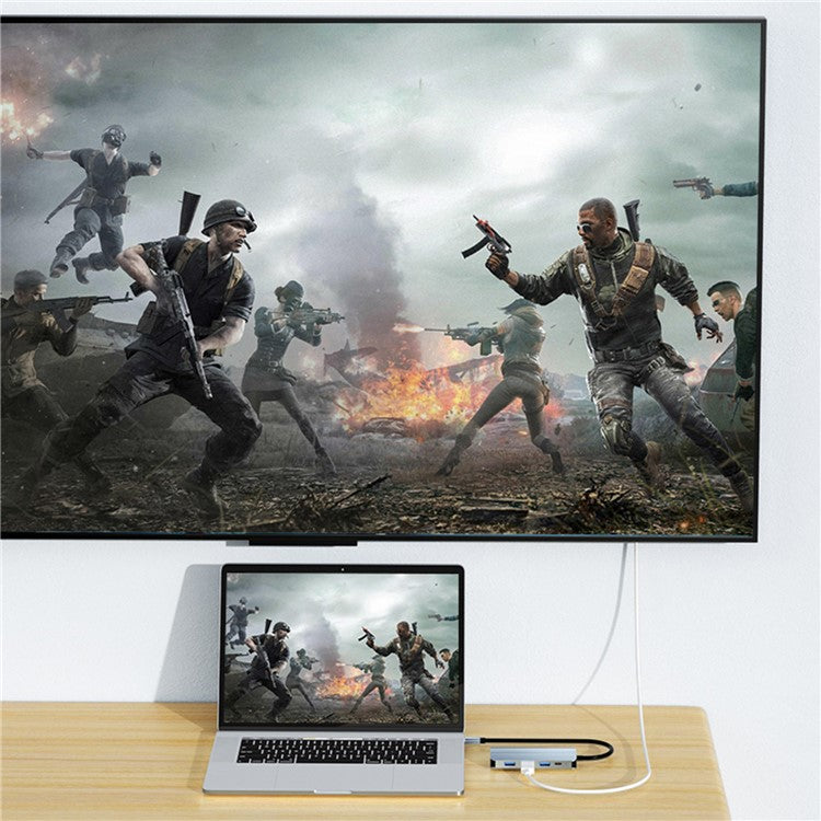 2109 5-in-1 Docking Station Type-C to HDTV+USB3.0 / 2.0+HUB+LAN+PD Adapter