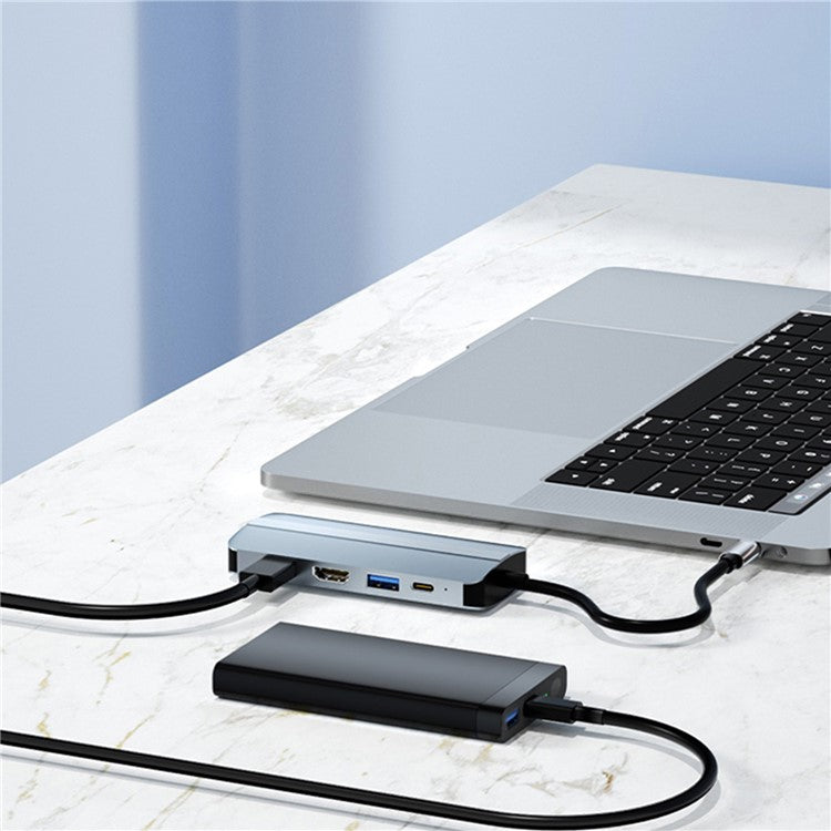 2109 5-in-1 Docking Station Type-C to HDTV+USB3.0 / 2.0+HUB+LAN+PD Adapter