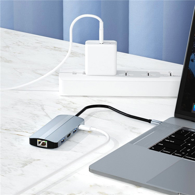 2109 5-in-1 Docking Station Type-C to HDTV+USB3.0 / 2.0+HUB+LAN+PD Adapter