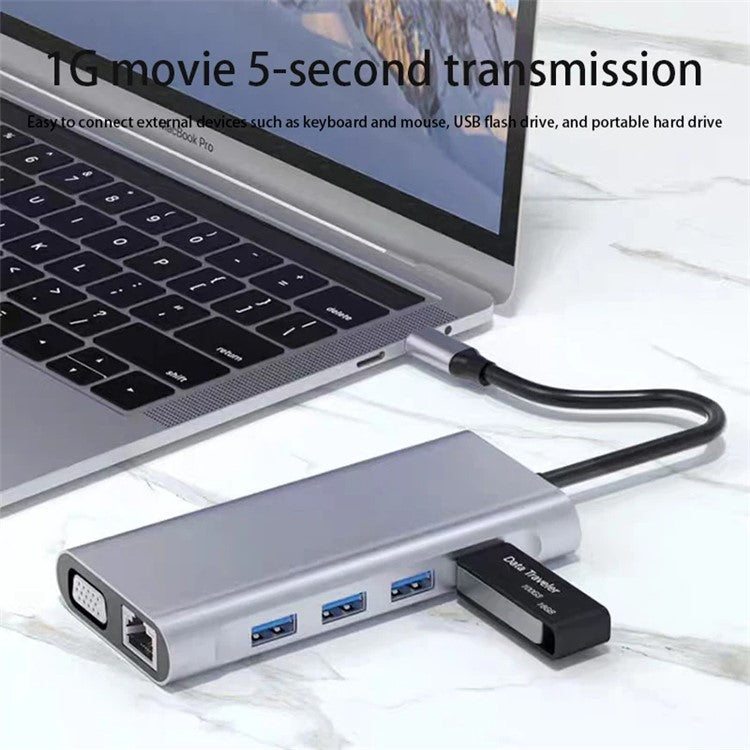 2110 11-in-1 Type-C Docking Station 4K*2K@30Hz Multi-Port Hub USB Data Reading Card Slots Adapter