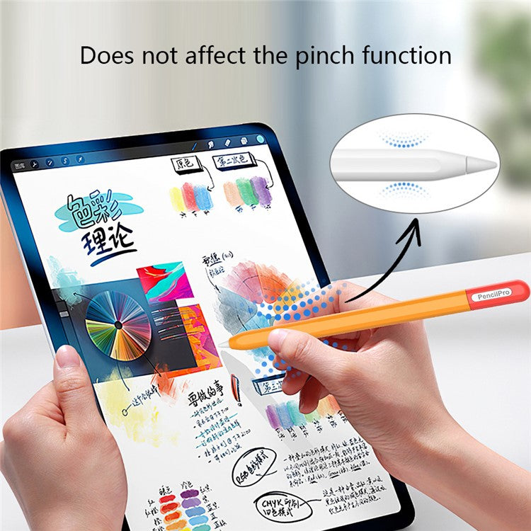 For Apple Pencil Pro Silicone Sleeve Color Splicing Stylus Pen Protective Skin Cover - Orange