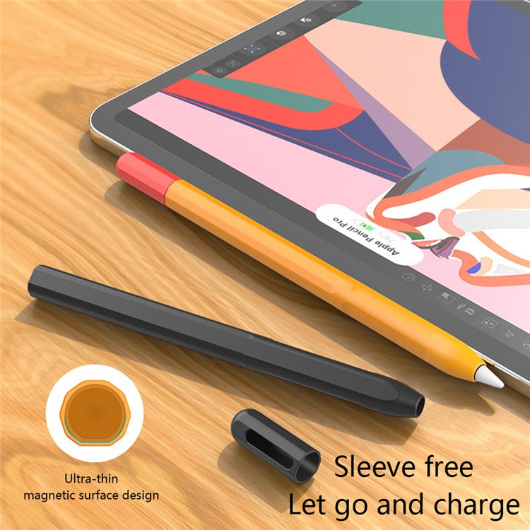 For Apple Pencil Pro Silicone Sleeve Color Splicing Stylus Pen Protective Skin Cover - Orange